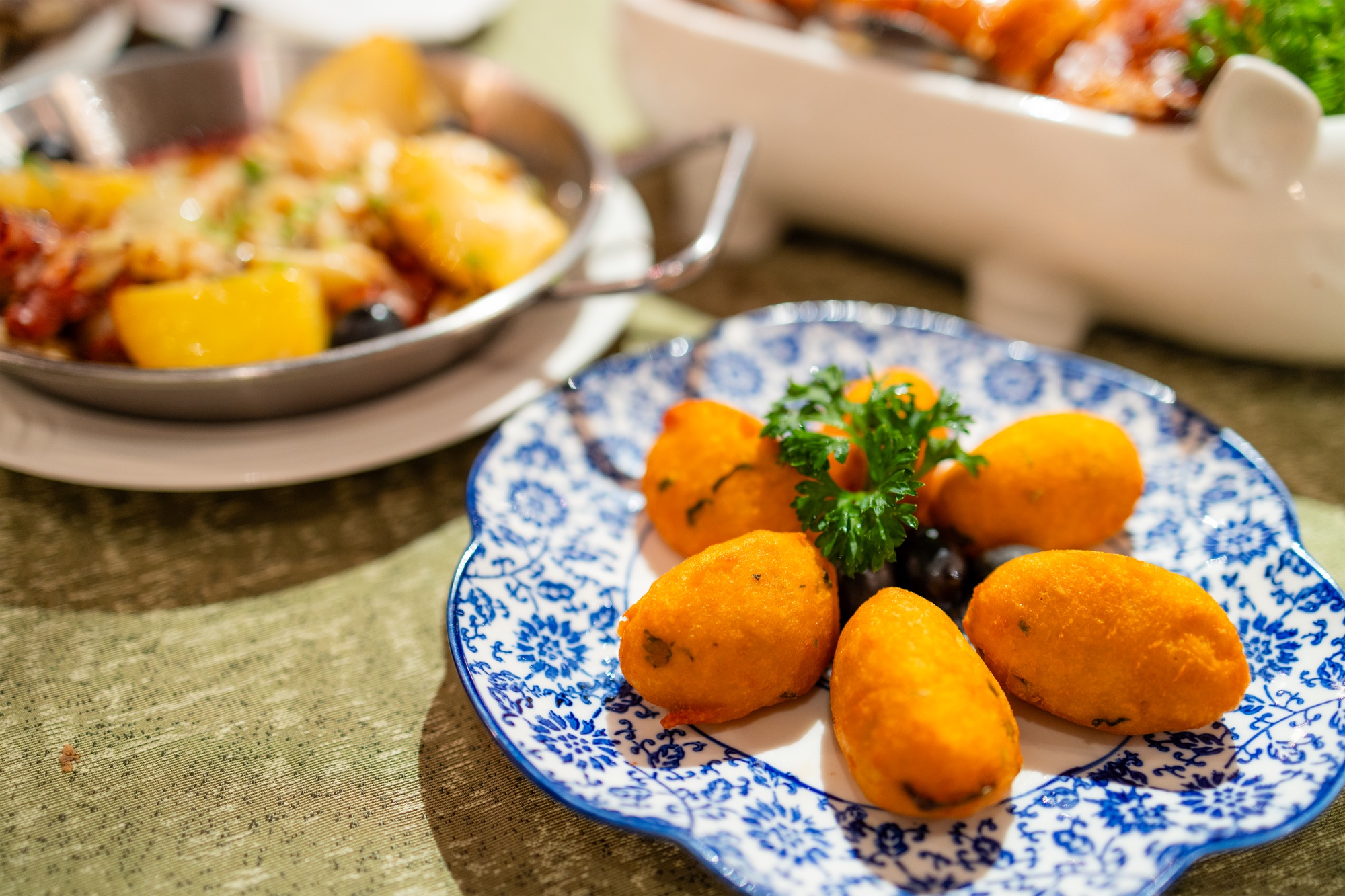 Bacalhau Fritters, deep fry salt cod with potato ball in restaurant