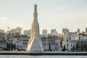 River view of Padrao dos Descobrimentos at the riber Tagus in Li